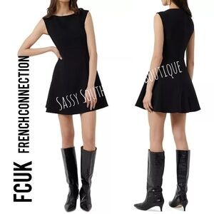 ⭐🆕FCUK French Connection black fit and flare mini dress